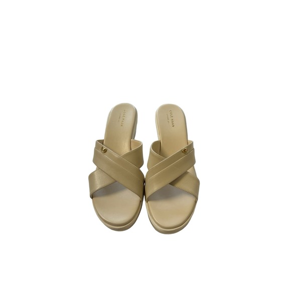 Cole Haan Briella Grand OS Cream Leather Wedge Sandals Size 8 - Picture 2 of 8